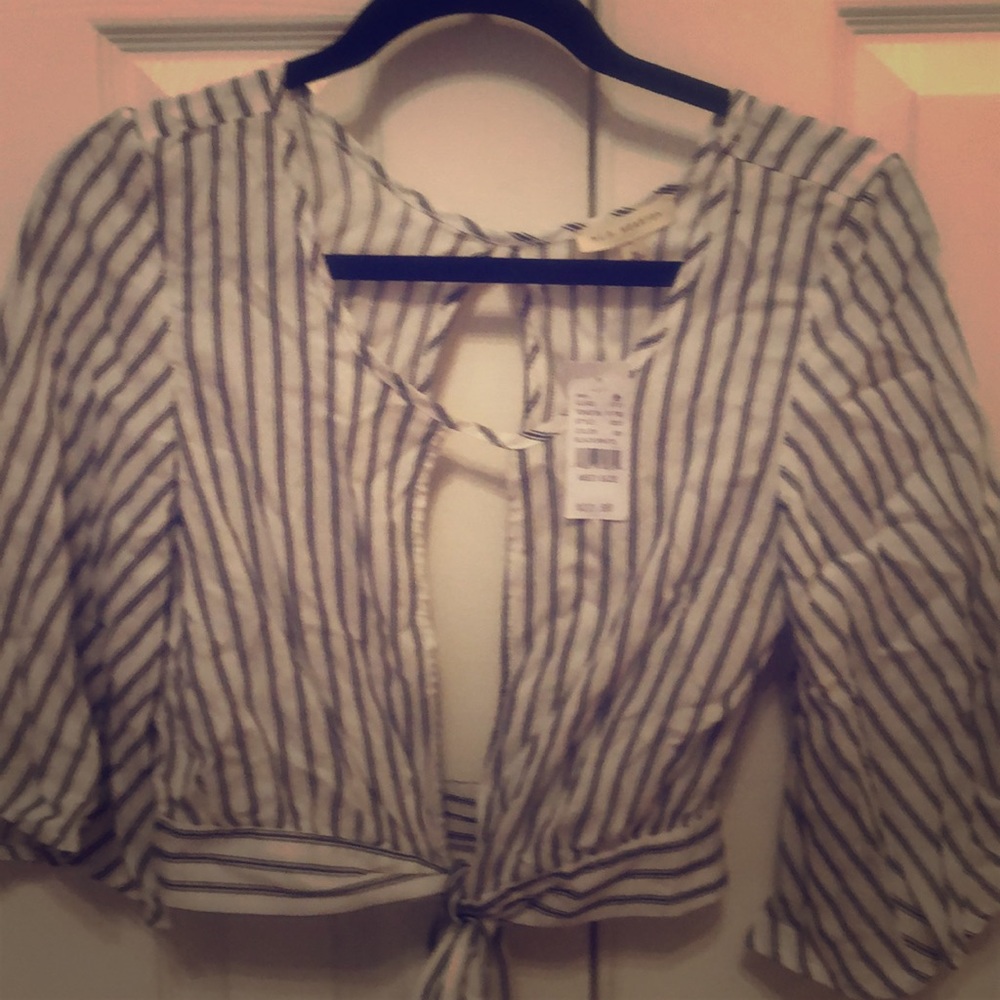 V tie blouse